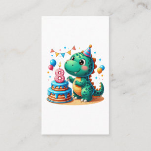 Tarjeta De Visita Cumpleaños 8 de Dino