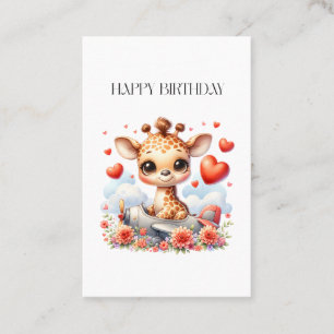 Tarjeta De Visita Cumpleaños Avión Jirafa