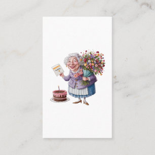 Tarjeta De Visita Cumpleaños clásico de la abuela con flores gigante