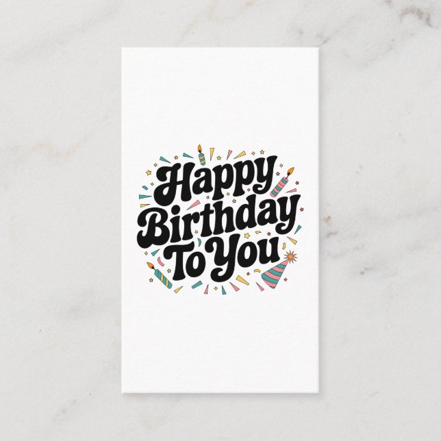 Tarjeta De Visita Cumpleaños Confeti Retro (Anverso)
