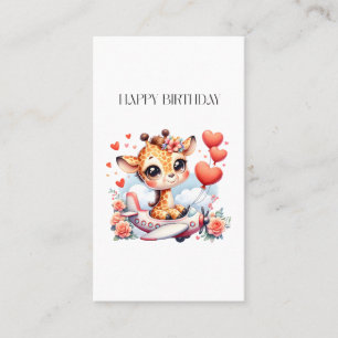 Tarjeta De Visita Cumpleaños de Avión Jirafa