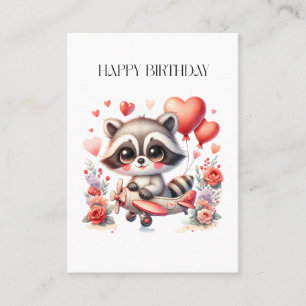 Tarjeta De Visita Cumpleaños de Mapache Volador