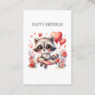 Tarjeta De Visita Cumpleaños de Mapache Volador