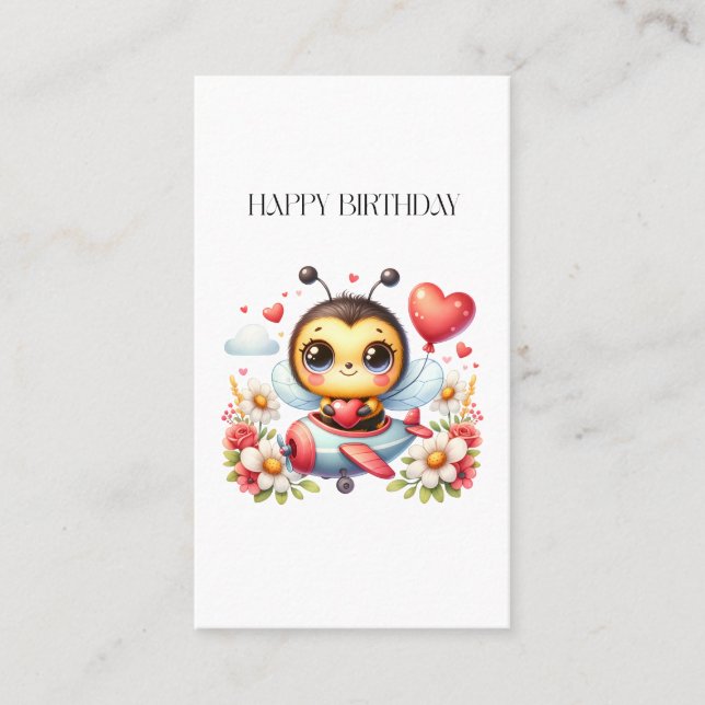 Tarjeta De Visita Cumpleaños de piloto abeja (Anverso)