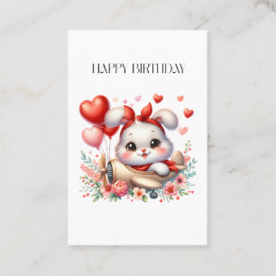 Tarjeta De Visita Cumpleaños de piloto conejito