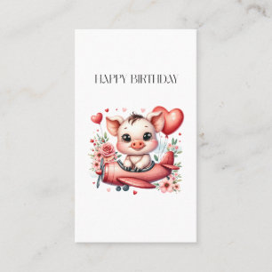Tarjeta De Visita Cumpleaños del piloto cerdo