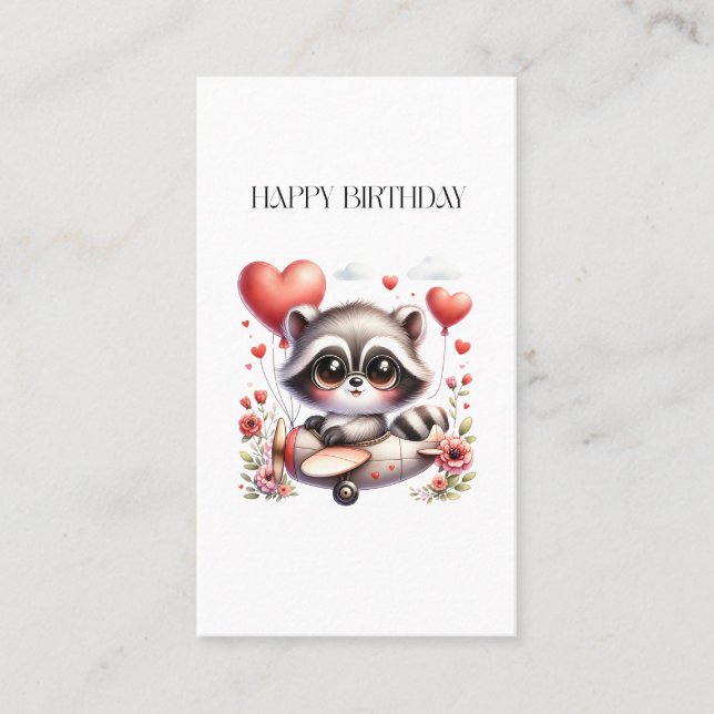 Tarjeta De Visita Cumpleaños del piloto mapache (Anverso)