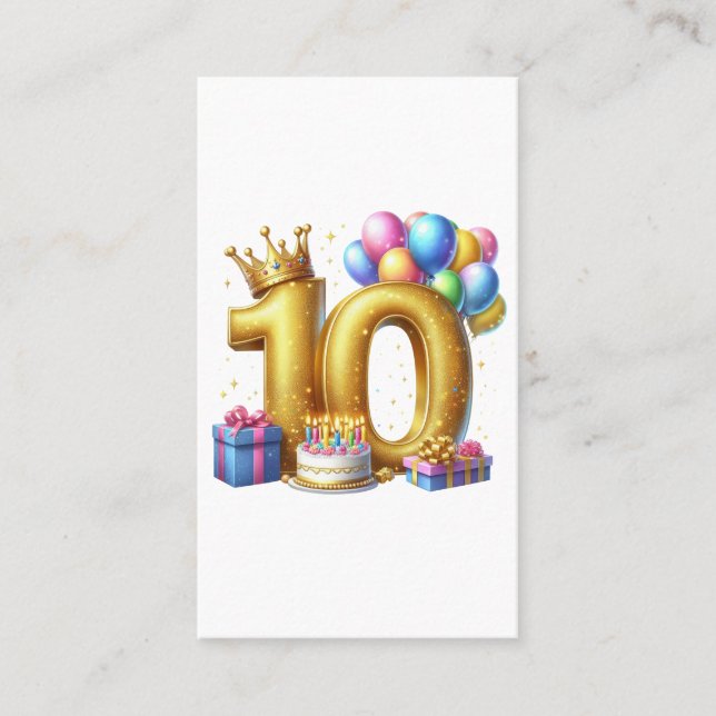 Tarjeta De Visita Cumpleaños dorado 10 (Anverso)