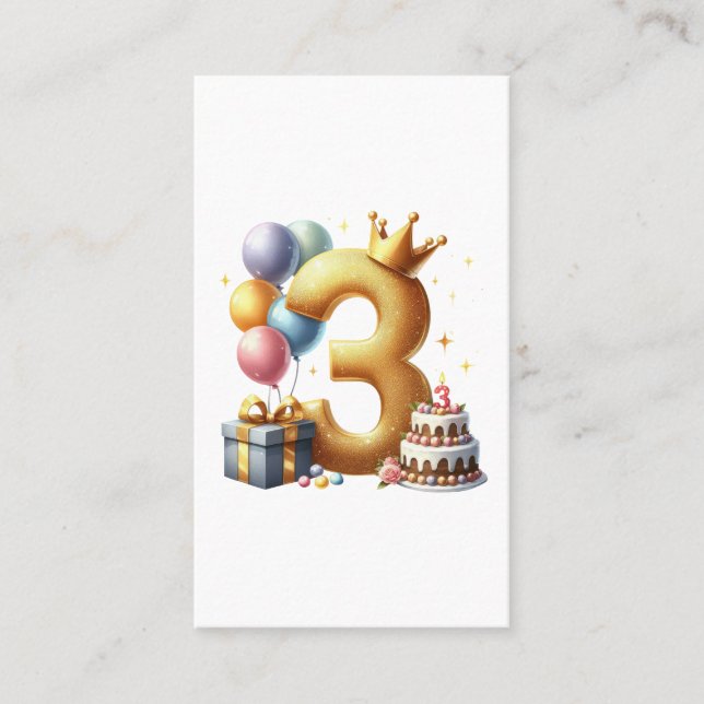 Tarjeta De Visita Cumpleaños dorado 3 (Anverso)