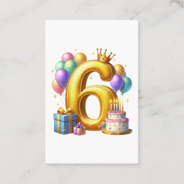 Tarjeta De Visita Cumpleaños dorado 6 (Anverso)