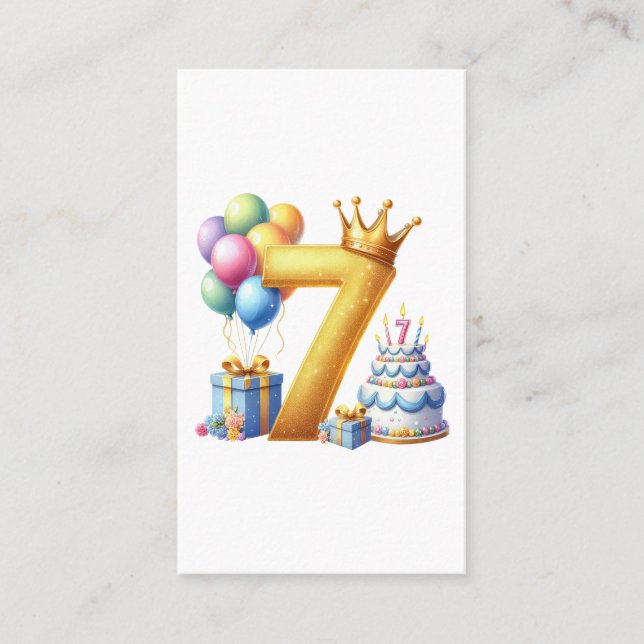 Tarjeta De Visita Cumpleaños dorado 7 (Anverso)