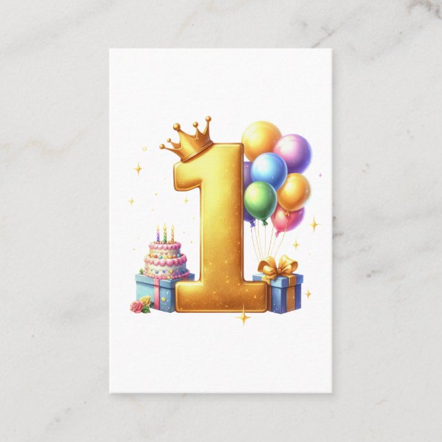 Tarjeta De Visita Cumpleaños dorado primero (Anverso)
