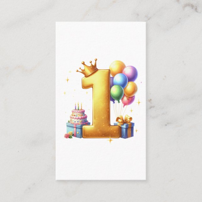 Tarjeta De Visita Cumpleaños dorado primero (Anverso)