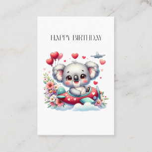 Tarjeta De Visita Cumpleaños Koala Piloto
