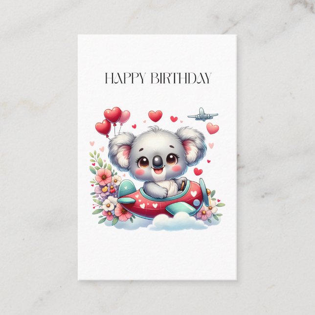 Tarjeta De Visita Cumpleaños Koala Piloto (Anverso)