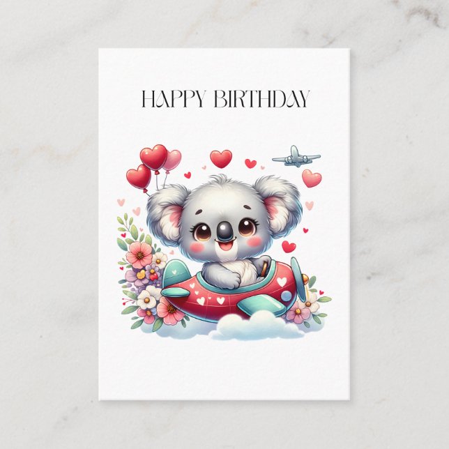 Tarjeta De Visita Cumpleaños Koala Piloto (Anverso)