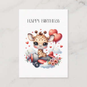 Tarjeta De Visita Cumpleaños piloto jirafa