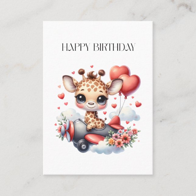 Tarjeta De Visita Cumpleaños piloto jirafa (Anverso)
