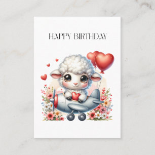 Tarjeta De Visita Cumpleaños Piloto Oveja