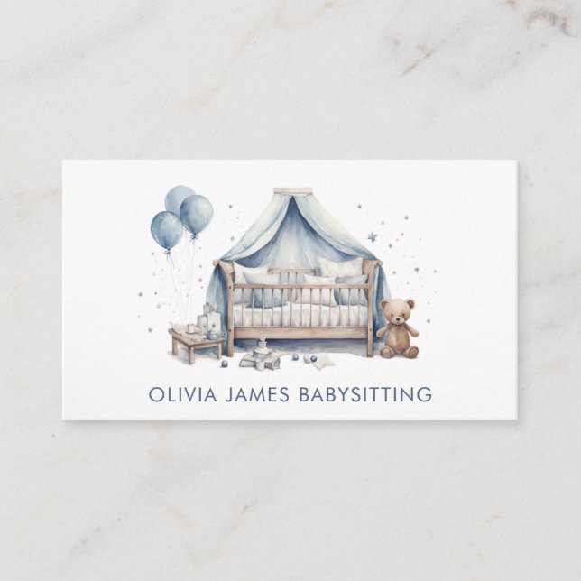 Tarjeta De Visita Cuna acuarela Niñera Niñera Cuidados de Guardería (Anverso)