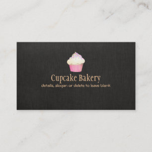 Tarjeta De Visita Cupakes Bakery Faux Black Linate Business Card