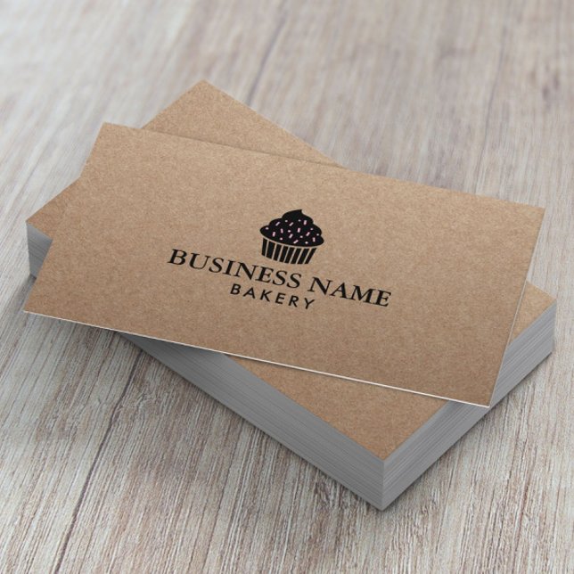 Tarjeta De Visita Cupakes Home Bakery Rustic Kraft (Subido por el creador)