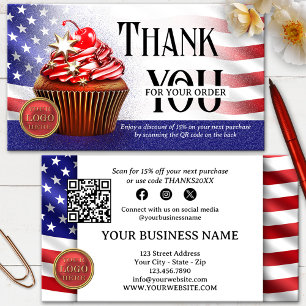 Tarjeta De Visita Cupcake Código QR Bandera de EE. UU. Gracias por s