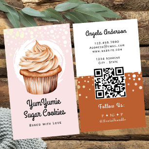 Tarjeta De Visita Cupcake Código QR y sitio web de moda