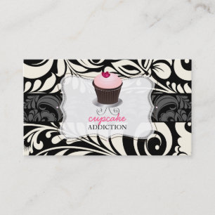 Tarjeta De Visita Cupcake corazón rosa PixDezines+damascado