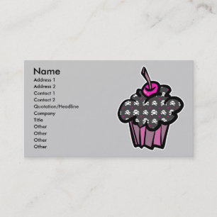 Tarjeta De Visita cupcake de cráneo gótico con huesos cruzados, Nomb