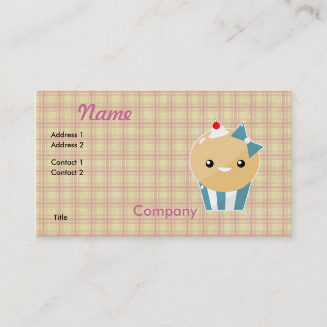 Tarjeta De Visita Cupcake de muffin de Cute Kawaii (Anverso)
