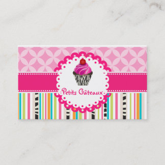 Tarjeta De Visita Cupcake de remolinos de fresa PixDezines+rayas