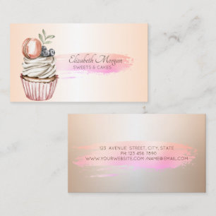 Tarjeta De Visita Cupcake de trazo de pincel chic profesional