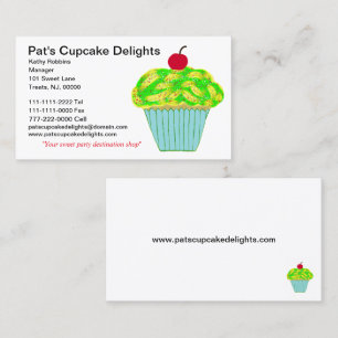 Tarjeta De Visita Cupcake de vainilla con glaseado amarillo verde y
