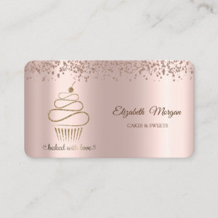 Tarjeta De Visita Cupcake Elegante con Brillo,Dulces,Panadería