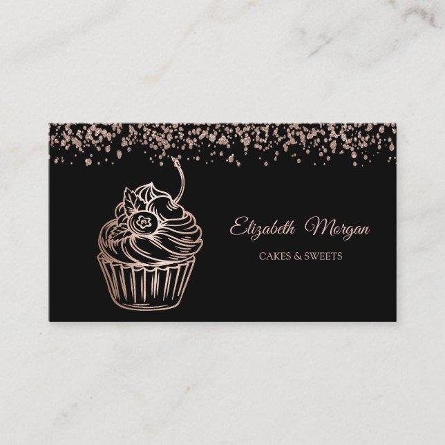 Tarjeta De Visita Cupcake Elegante Moderno, Dulces, Panadería (Anverso)