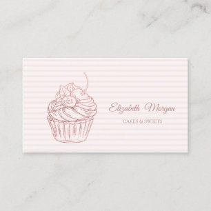 Tarjeta De Visita Cupcake Moderno Elegante, Dulces, Rayado