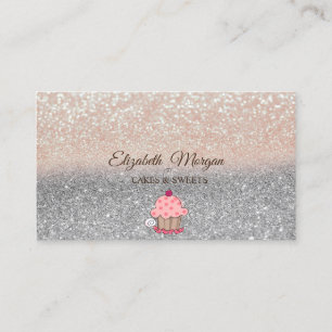 Tarjeta De Visita Cupcake Moderno y Lindo, Brillo Ombre