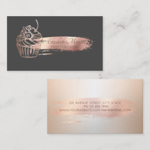 Tarjeta De Visita Cupcake Profesional Golpe de Pincel Rosa Dorado