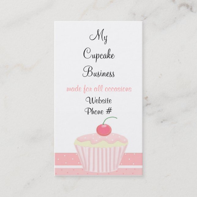 Tarjeta De Visita Cupcake Rosa Glaseado (Anverso)