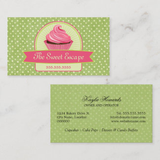 Tarjeta De Visita Cupcake Verde y Rosa