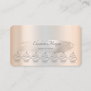 Tarjeta De Visita Cupcakes Brillantes Pincelada de Cepillo Plateado