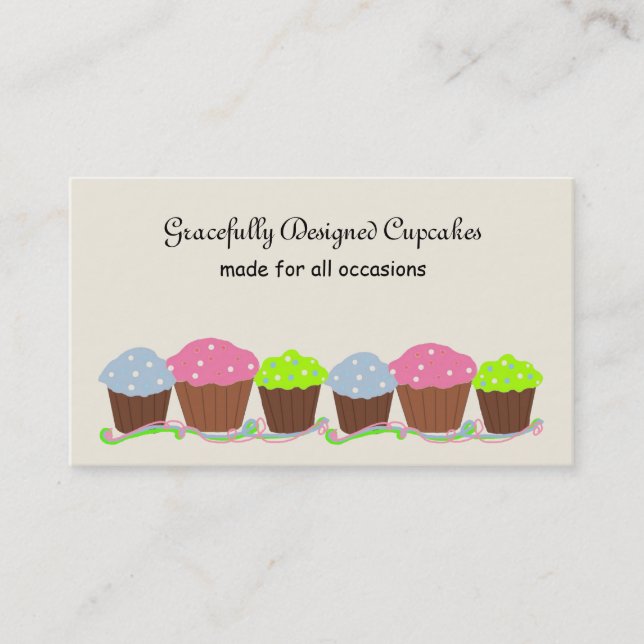 Tarjeta De Visita Cupcakes de Colores Brillantes (Anverso)