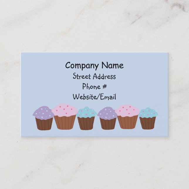 Tarjeta De Visita Cupcakes en una fila (Anverso)