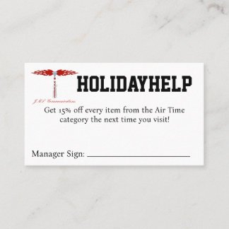 Tarjeta De Visita Cupón de HOLIDAYHELP