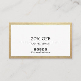 Tarjeta De Visita Cupón de medios sociales multipropósito Gold Borde