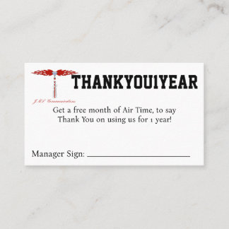 Tarjeta De Visita Cupón de THANKYOU1YEAR