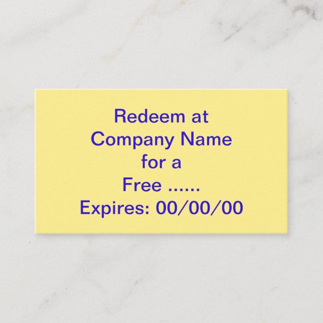 Tarjeta De Visita Cupón especial de la promoción para su negocio (Anverso)