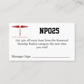 Tarjeta De Visita Cupón NPO25