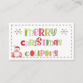 Tarjeta De Visita Cupones navideños de Feliz